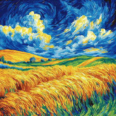 Vincent Van Gogh Inspired Luminous Golden Harvest Numbered Painting Kits