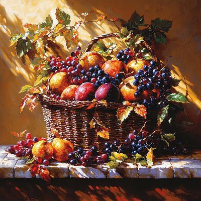 Caravaggio Inspired The Fruit Basket In Baroque Light Paint By Numbers Kits