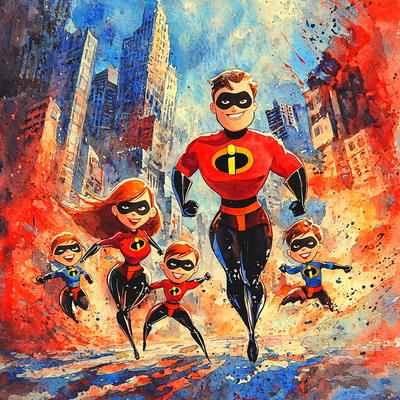 The Incredibles' Heroic Team - Disney Inspired Painting By Numbers Kit