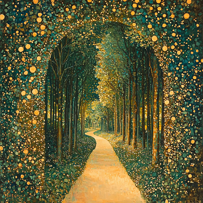 Gustav Klimt Inspired Serene Forest Pathways Numbered Painting Kits