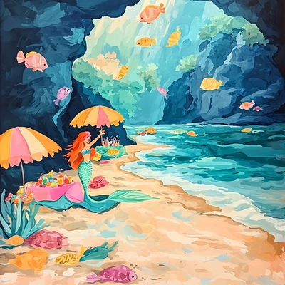 Ariel's Beach Party - Disney Inspired Painting By Numbers Kit