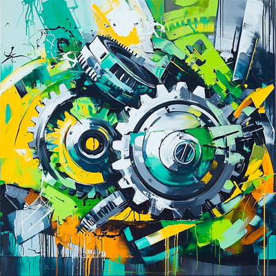 Jean-Michel Basquiat Inspired Mechanical Nature Number Painting