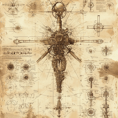 Leonardo Da Vinci Inspired Da Vinci's Mechanical Marvels Number Painting