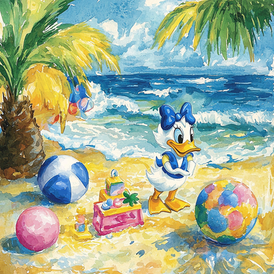 Daisy Duck's Beach Day - Disney Inspired Numbered Painting Kits