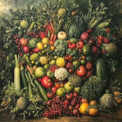 Giuseppe Arcimboldo Inspired Vibrant Vegetables Paint By Numbers Art