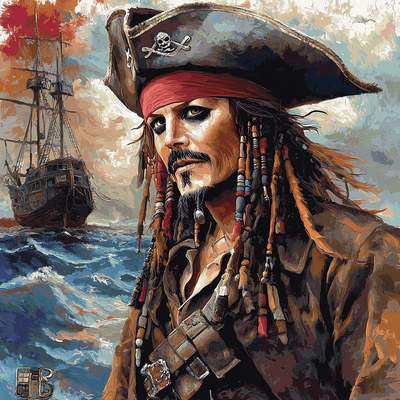 Johnny Depp: The Eccentricity Of Captain Jack Sparrow Number Painting