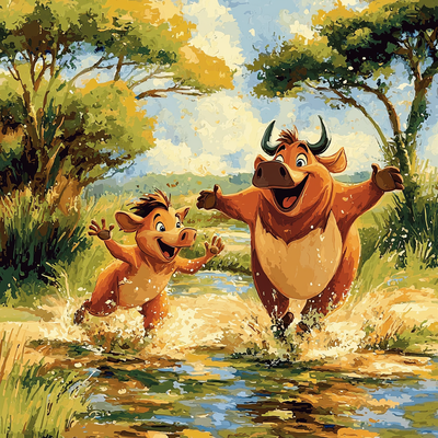 Pumbaa And Timon's Wild Journey - Disney Inspired Painting Number Kit