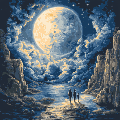 René Magritte Inspired Moonlit Mirage Painting By Numbers Kit