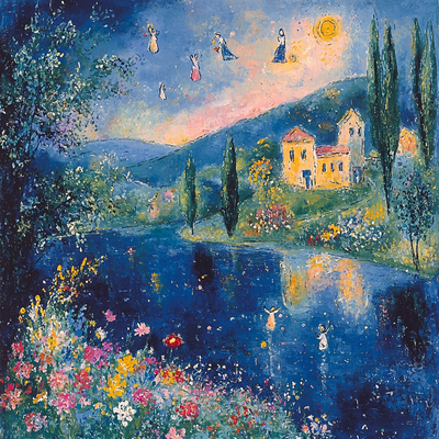 Chagall Inspired Elysian Dreamscape Number Painting