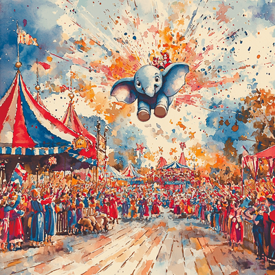 Dumbo's Circus Parade - Disney Inspired Number Painting