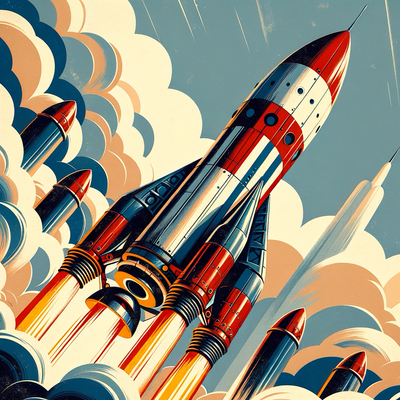 Retro Rocket Launch Paint By Number