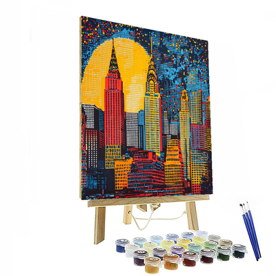 Roy Lichtenstein Inspired Industrial Night Skyline  Paint By Numbers Art