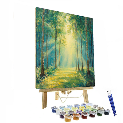 Claude Monet Inspired Tranquil Forest Sunrise  Number Painting