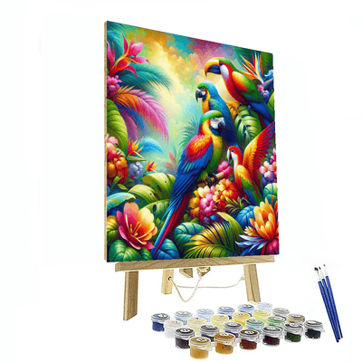 Colorful Tropical Birds Painting By Numbers Kit