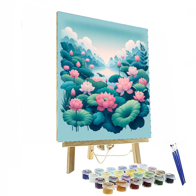 Blossoming Lotus Pond Paint By Numbers