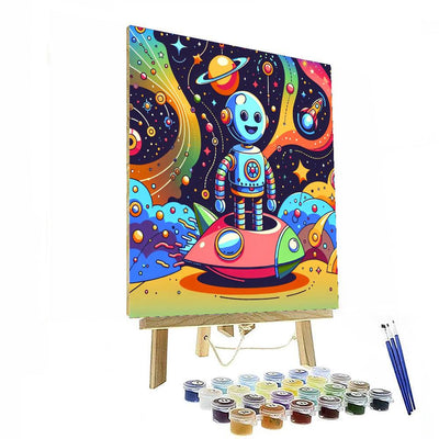 Space Robot's Galactic Journey Paint By Number