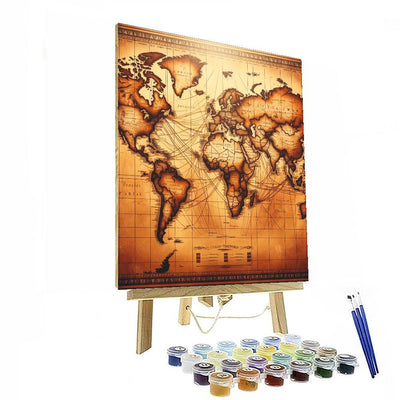 Vintage World Map Journey Painting Number Kit