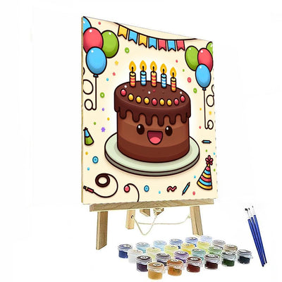 Cheerful Chocolate Cake DIY Paint By Numbers