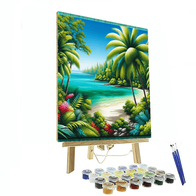 Tranquil Tropical Lagoon Number Painting