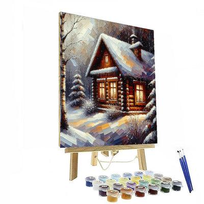 Winter Cabin Hideaway DIY Paint By Numbers