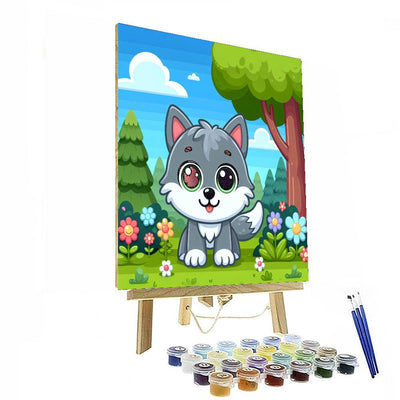 Whimsical Wolf Pup Paint By Number