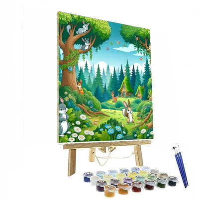 Woodland Friends And Fairy Houses Paint By Numbers Art