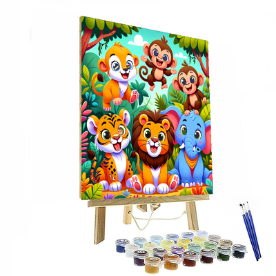 Cute Baby Jungle Animals Paint By Color