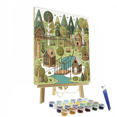 Whimsical Treehouse Village Paint By Color