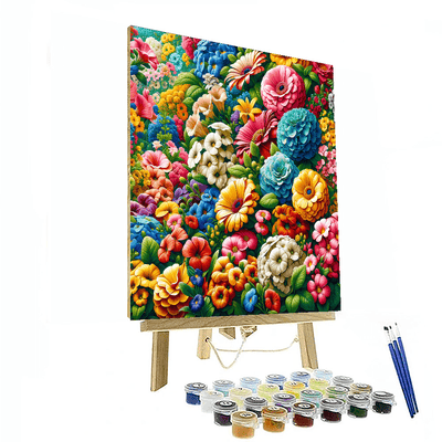 Rainbow Blooms Painting Number Kit