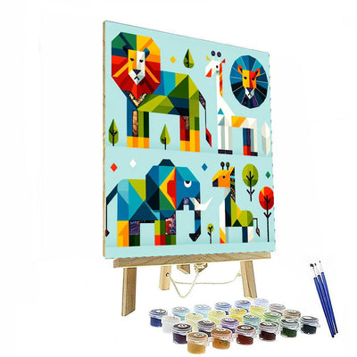 Colorful Geometric Animals Painting By Numbers Kit