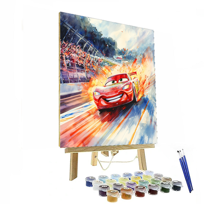 Lightning Mcqueen Speed Trail - Disney Inspired Paint By Numbers Art