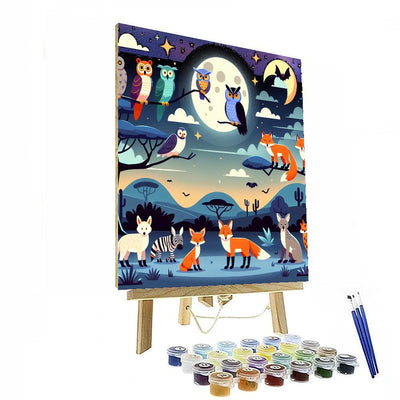 Nighttime Safari With Nocturnal Animals Paint By Number