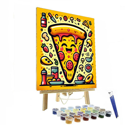 Happy Pizza Slice DIY Paint By Numbers