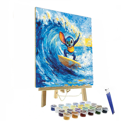 Stitch's Surfing Adventure Wall Accent - Disney Inspired Paint By Numbers Art