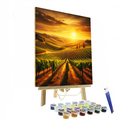 Tuscan Vineyard Tranquility Number Painting