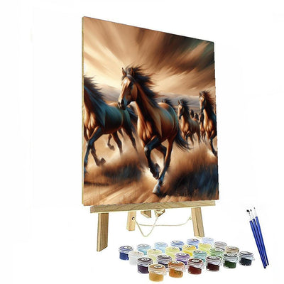 Wild Horse Stampede Painting By Numbers Kit