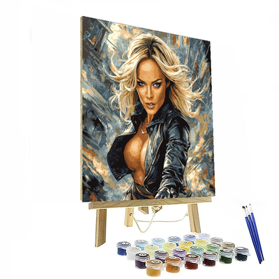 Charlize Theron: A Warrior's Elegance In Action Painting Number Kit