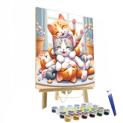 Playful Kitten Cuddle DIY Paint By Numbers