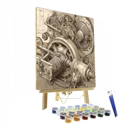 Da Vinci Inspired Da Vinci's Mechanical Fantasy  Paint By Number