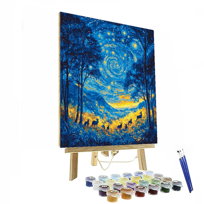 Vincent Van Gogh Inspired Starry Wildlife Night  Numbered Painting Kits