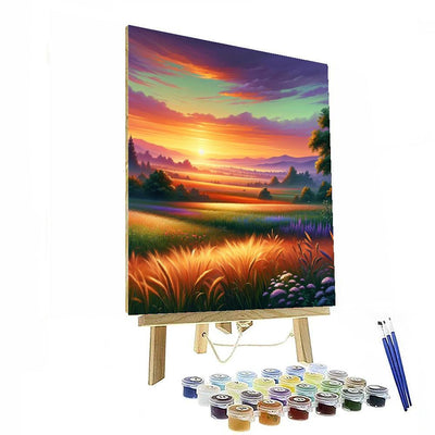 Tranquil Sunset Over Fields Paint By Number