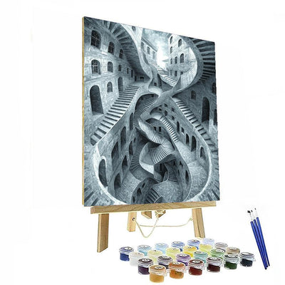 M.C. Escher Inspired Time Traveler's Paradox  Painting By Numbers Kit