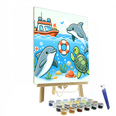 Ocean Animal Rescue Paint By Numbers Art