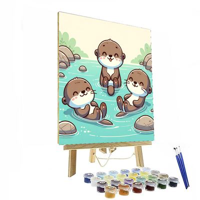 Giggling Otter Family Paint By Color