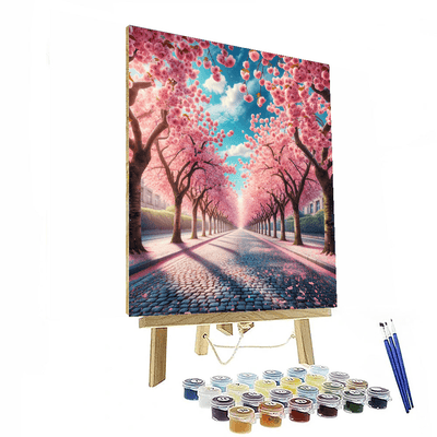 Joyful Cherry Blossom Avenue DIY Paint By Numbers