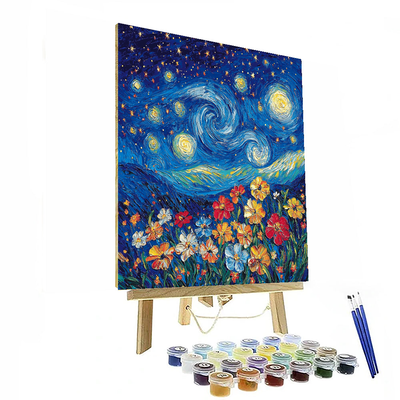 Vincent Van Gogh Inspired Starlit Floral Dreams  Paint By Numbers Art