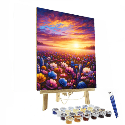 Floral Fields At Sunrise Painting Number Kit