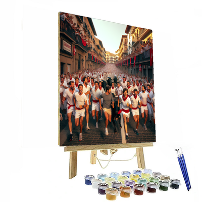 San Fermin - Running Of The Bulls - Spain Painting By Numbers Kit