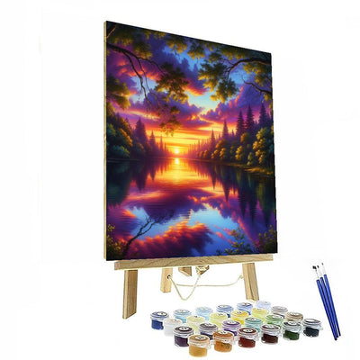 Sunset Over Tranquil Lake Painting By Numbers Kit