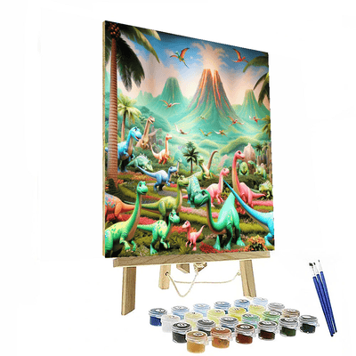 Whimsical World Of Dinosaurs Paint By Numbers Art